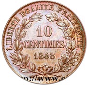 10 Centimes pattern by Domard, France, 1848 reverse image