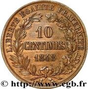10 Centimes pattern by Farochon, France, 1848 reverse image