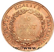 10 Centimes pattern by Fauqué, France, 1848 reverse image