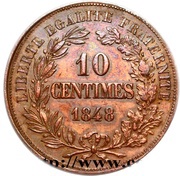 10 Centimes pattern of Magniadas, France, 1848 reverse image