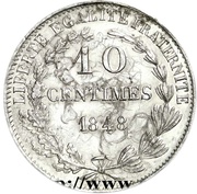 10 Centimes pattern by Montagny, project 1, France, 1848 reverse image