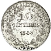 10 Centimes pattern by Montagny, project 2, France, 1848 reverse image