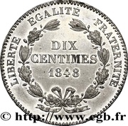 10 Centimes pattern by Rogat, project 1, France, 1848 reverse image
