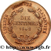 10 Centimes pattern by Rogat, project 1, France, 1848 reverse image