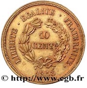 10 Centimes trial of Pillard, reverse Gayrard, France, 1848 reverse image
