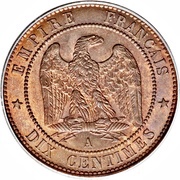 10 Centimes - Napoleon III, France, 1852-1857 reverse image