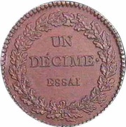 1 Décime Essai au faisceau, France, 1870 reverse image