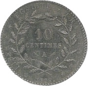 10 centimes Essai en maillechort de Lorthior, France, 1880 reverse image