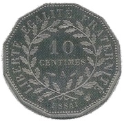 10 centimes Essai en maillechort de Dupré, France, 1881 reverse image