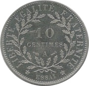 10 centimes Essai en maillechort de Dupré, fland rond, France, 1881 reverse image