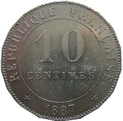 10 centimes Essai hybride en maillechort de Merley, type II à 18 pans obverse image