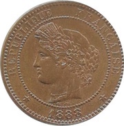 10 Centimes Ceres; Piedfort in nickel silver obverse image
