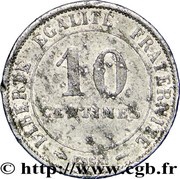 10 Centimes pattern of Merley, France, 1888 reverse image