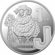 1 Dollar - Elizabeth II 6th Portrait - The Great Aussie Coin Hunt 3 - Letter J; Silver Proof, Australia, 2022 reverse image