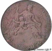 10 Centimes Daniel-Dupuis Projet en bronze de revers, France, 1896 reverse image