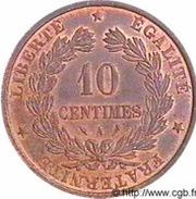 10 Centimes Epreuve hybride en bronze, Daniel-Dupuis et Oudiné, France, 1897 reverse image