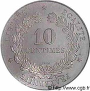 10 Centimes Essai hybride en aluminium, Daniel-Dupuis / Oudiné, France, 1897 reverse image