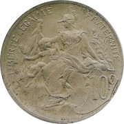 10 Centimes Daniel-Dupuis Essai en bronze argenté non daté, France, 1897 reverse image