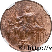 10 Centimes Bronze essay, head left, France, 1897-1898 reverse image