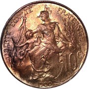 10 Centimes, France, 1897-1921 reverse image