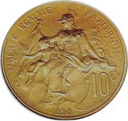 10 Centimes Daniel-Dupuis Epreuve en or reverse image