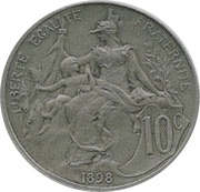 10 Centimes Daniel-Dupuis Epreuve en argent, France, 1898 reverse image