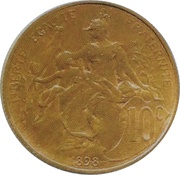 10 Centimes Daniel-Dupuis Epreuve en bronze, tranche cannelée)en bronze de revers, France, 1898 reverse image