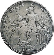 10 Centimes Daniel-Dupuis Essai en bronze argenté, France, 1898 reverse image