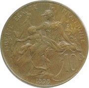 10 Centimes Daniel-Dupuis Piéfort en bronze, France, 1898 reverse image