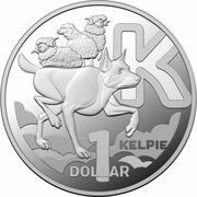 1 Dollar - Elizabeth II 6th Portrait - The Great Aussie Coin Hunt 3 - Letter K; Silver Proof, Australia, 2022 reverse image