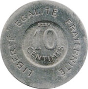 10 centimes Epreuve en aluminium de Dubois, France, 1905-1909 reverse image