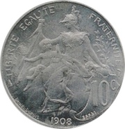 10 centimes Daniel-Dupuis Essai en aluminium, France, 1908 reverse image