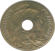 10 Centimes Daniel-Dupuis brass trial, perforated obverse image