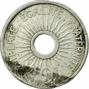 10 Centimes Aluminium trial of Pillet, France, 1910 reverse image
