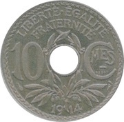 10 centimes Essai en maillechort, France, 1914 reverse image