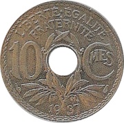 10 Centimes - Epreuve en maillechort, France, 1937 reverse image