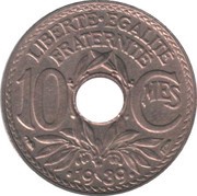 10 Centimes with dots around date reverse image