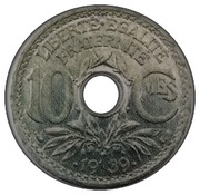 10 Centimes Epreuve double revers en aluminium de Lindauer, France, 1939 reverse image