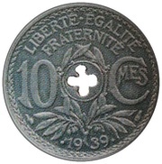 10 Centimes Essai perforé en zinc de Lindauer reverse image