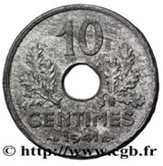 10 centimes Etat français essai-piéfort au grand module reverse image