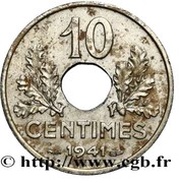 10 Centimes pattern with big modul reverse image