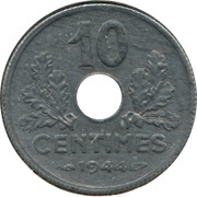 10 Centimes Vichy French State; small issue reverse image