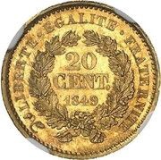 20 Centimes Pattern, France, 1849 reverse image