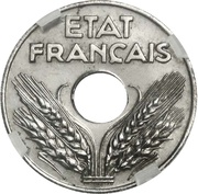 20 centimes Etat Français Essai en fer obverse image