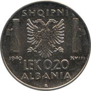 0.20 Lek - Victor Emmanuel III, Albania, 1939-1941 reverse image
