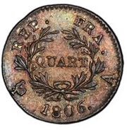 ¼ Franc - Napoléon I, France, 1806-1807 reverse image