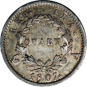 ¼ Franc - Napoléon I Laureate head reverse image