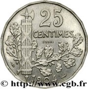 25 centimes Essai, France, 1904 reverse image