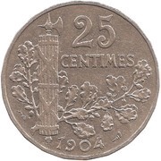 25 Centimes, France, 1904-1908 reverse image
