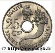 25 Centimes pattren of Peter, big modul, France, 1913 reverse image